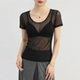 ເສື້ອຍືດແຂນສັ້ນ U-neck lace ແມ່ຍິງປີ 2026 ບ່າຂວາແບບໃຫມ່