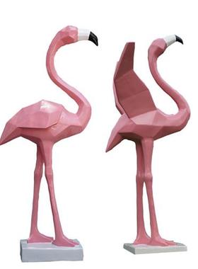 户外块面火烈鸟玻璃钢园林景观雕塑摆件庭院商场池塘美陈装饰小品