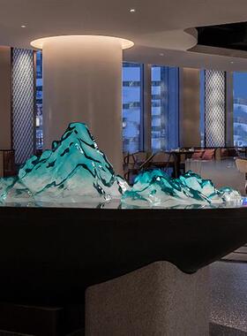 现代简约透明树脂假山雕塑酒店大堂售楼处别墅玄关装饰工艺品摆件