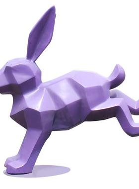 玻璃钢几何切面兔子雕塑户外园林景观小区地产公园动物装饰摆件大