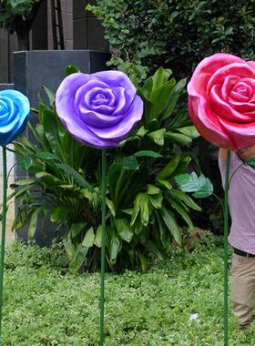 仿真植物花朵雕塑户外景观花园林装饰玻璃钢向日葵百合玫瑰花摆件