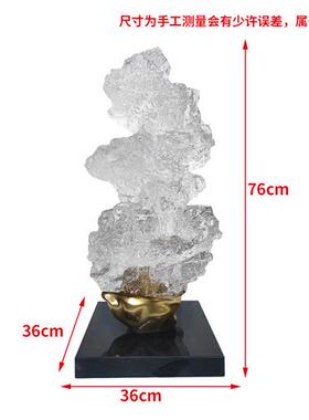 现代酒店大堂抽象太湖石摆件透明树脂落地雕塑售楼处软装饰艺术品