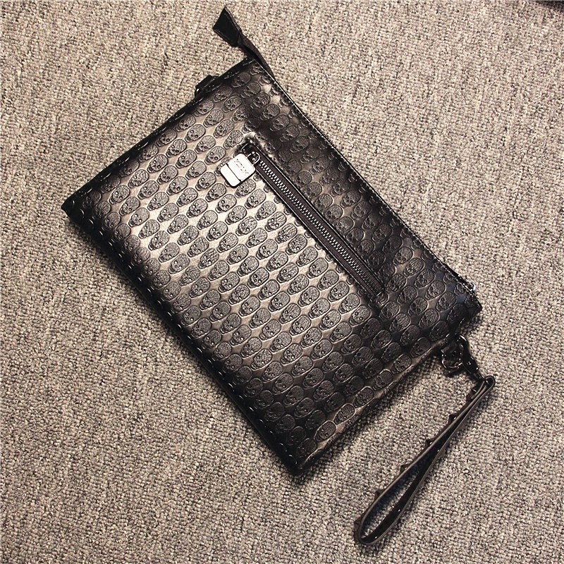 男韩版潮社会骷髅头铆钉欧美斜跨包 焱潮男士包袋