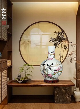 景德镇手绘陶瓷花瓶中式礼品摆件