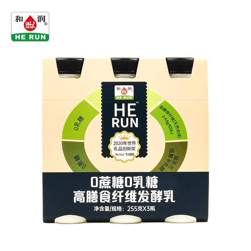 和润0蔗糖0乳糖酸奶乳糖不耐高膳食纤维发酵乳低温酸奶255g*3 - 图0