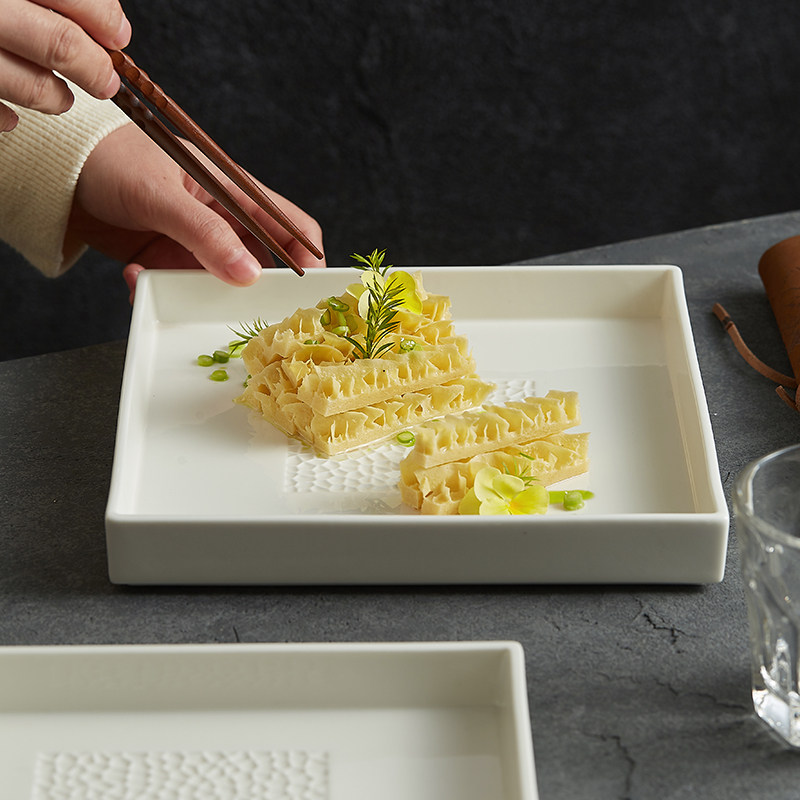 非洲之夜方形西餐盘高级感寿司盘轻奢白色酒店餐具日式火锅店盘子,淘宝优惠券,粉丝福利购,淘宝优惠卷