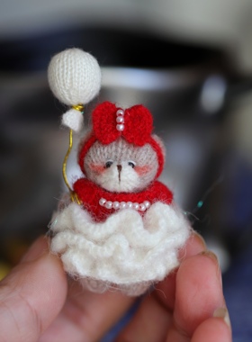 原创手工棒针5cm小熊胸针冰箱贴两用套装生日礼物送女友礼盒