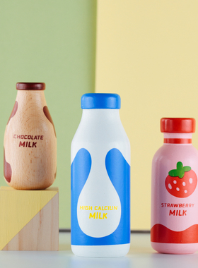 儿童牛奶瓶摄影道具ins木质