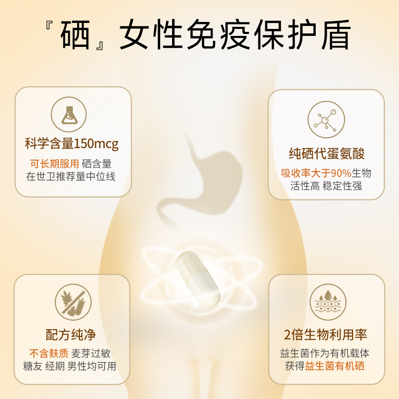 3瓶装进口硒片补硒正品有机硒元素富硒非麦芽硒胶囊善仙度免疫力