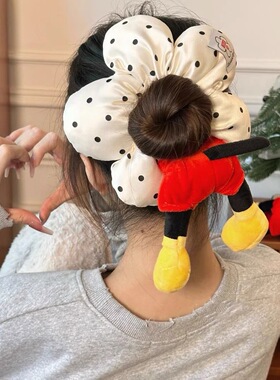 可爱卡通趣味花朵大肠发圈女高级感充棉立体小狗头绳小猫小鸭发绳