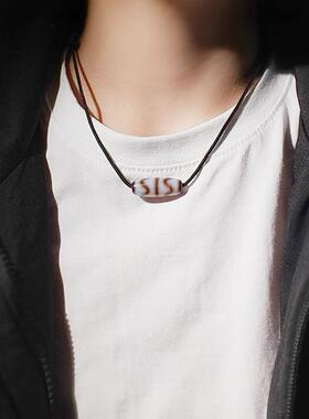 双虎牙天珠玛瑙天珠项链藏式天然