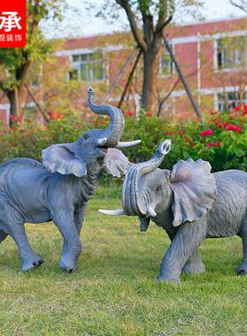 户外园林景观装饰售楼处大型动物模型玻璃钢仿真非洲大象雕塑摆件