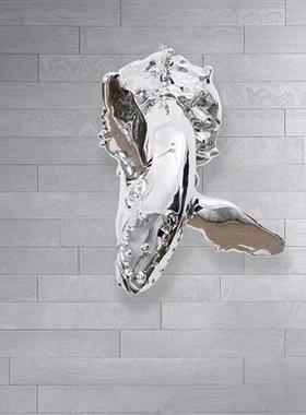 鲸鱼雕塑摆件海豚鲨鱼落地装饰售楼处酒店大堂楼梯间玻璃钢艺术品