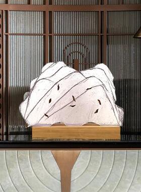 造景客厅摆件家居饰品玄关办公室装饰雪假山石头透明树脂雕塑艺术