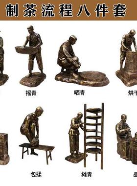 民俗雕塑彷铜人商业街民俗文化摆件步行街雕塑玻璃纤维民风民俗小