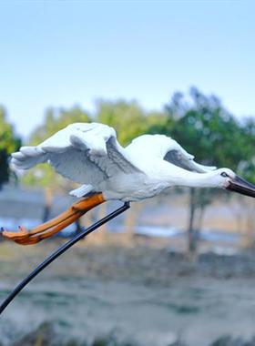 室外仿真仙鹤雕塑水景池塘白鹤装饰假山花园售楼部玻璃钢白鹭摆件