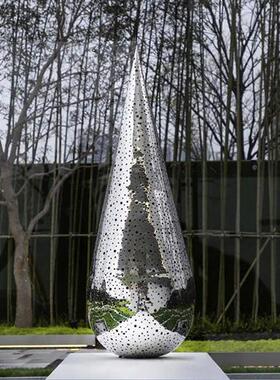 户外不锈钢镜面水滴浪花雕塑定制酒店售楼部景观创意水景落地摆件