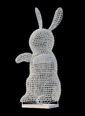 不锈钢动物雕塑仿真兔子摆件楼空网格发光户外园林庭院装饰摆设