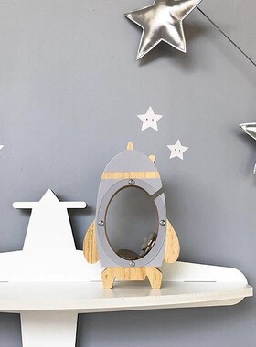 ins装饰北欧工艺品跨境爆款家居亚克力火箭镂空存钱罐儿童礼物摆