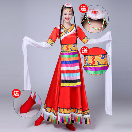 新款藏族舞蹈演出服装女藏式连衣裙 酷馨菱民族服装/舞台装