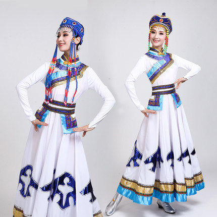 新款蒙古族广场舞女民族服大摆裙 酷馨菱民族服装/舞台装