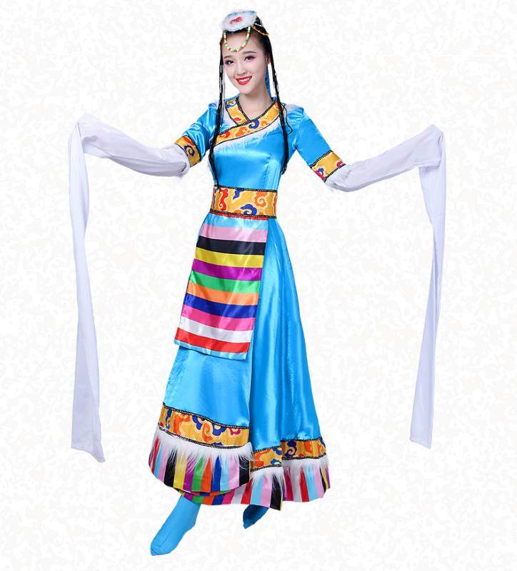 新款藏族舞蹈演出服装女藏式连衣裙 酷馨菱民族服装/舞台装