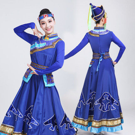 新款蒙古族广场舞女民族服大摆裙 酷馨菱民族服装/舞台装