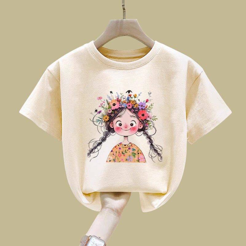 A类粉色短袖女童t恤纯棉2026新款中大童圆领半袖夏季儿童上衣体恤