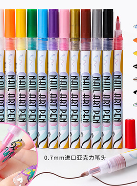 12-color nail art markers set for DIY nail art and painting