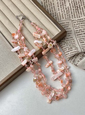 Irregular crystal shell necklace women's all-match necklace