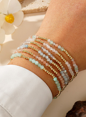 Portia style colored natural stone handmade beaded bracelet