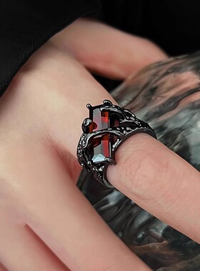 恋与深空同人秦彻同款戒指个性指环复古红宝石女送闺蜜生日礼物