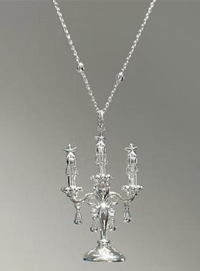 小红薯热卖法式银色烛台星星项链复古vintage小众独特设计毛衣链