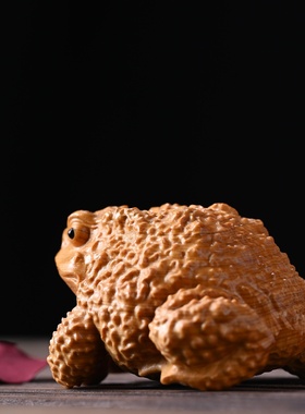 崖柏蛤蟆大仙金蟾祈福蛙招财进宝动物文玩手把件实木雕刻茶宠摆件