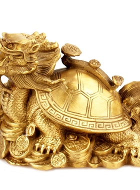 铜器黄铜龙龟工艺品母子龙龟工艺品摆设礼品家居摆件