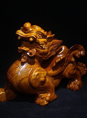 非洲草花梨貔貅木雕摆件 招财纳福貔貅 木质工艺品家居镇宅貔貅