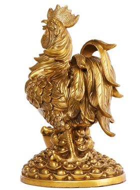 杨铜记 鸡摆件 生肖铜鸡家居工艺装饰品   铜元宝鸡