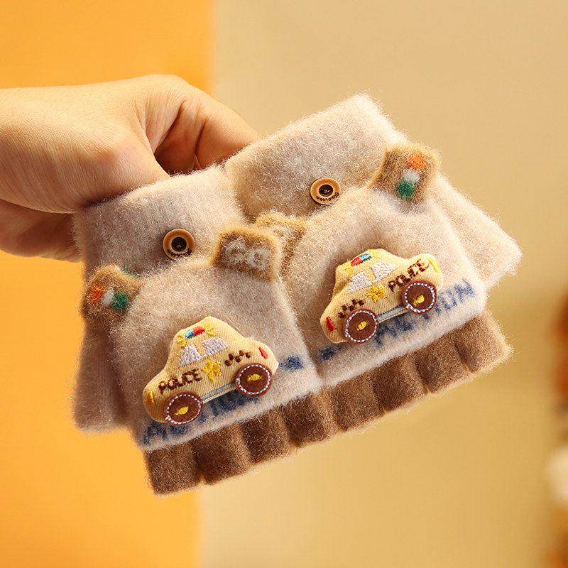 宝宝翻盖半指手套冬季2岁3儿童男宝加绒加厚保暖露指男童卡通分指,淘宝优惠券,粉丝福利购,淘宝优惠卷