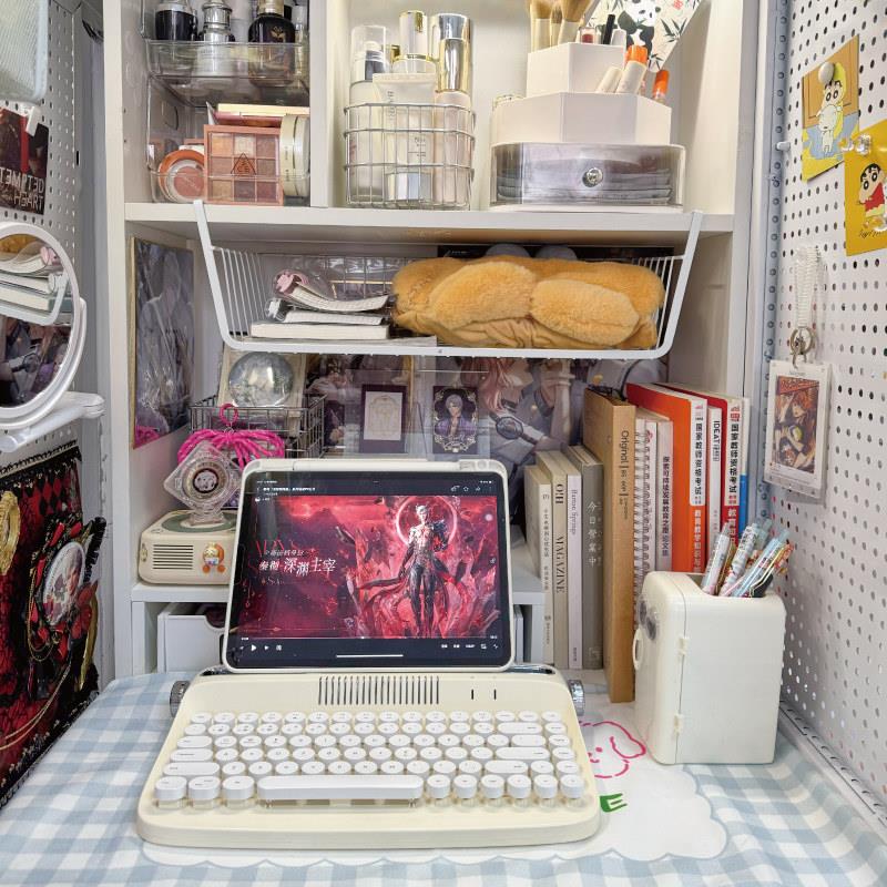 Dormitory triple table modification left side hole board storage rack without punching tabletop elevated cosmetic storage box