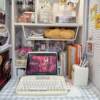 Dormitory triple table modification left side hole board storage rack without punching tabletop elevated cosmetic storage box