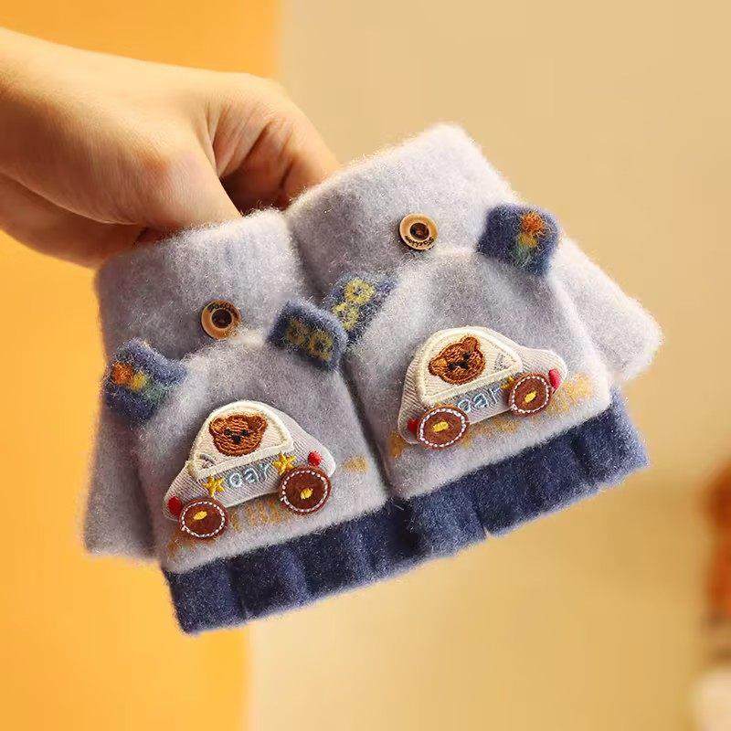 宝宝翻盖半指手套冬季2岁3儿童男宝加绒加厚保暖露指男童卡通分指,淘宝优惠券,粉丝福利购,淘宝优惠卷