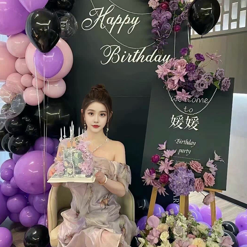 网红生日装饰场景布置成人礼女孩十八岁高级感气球背景墙kt板女生