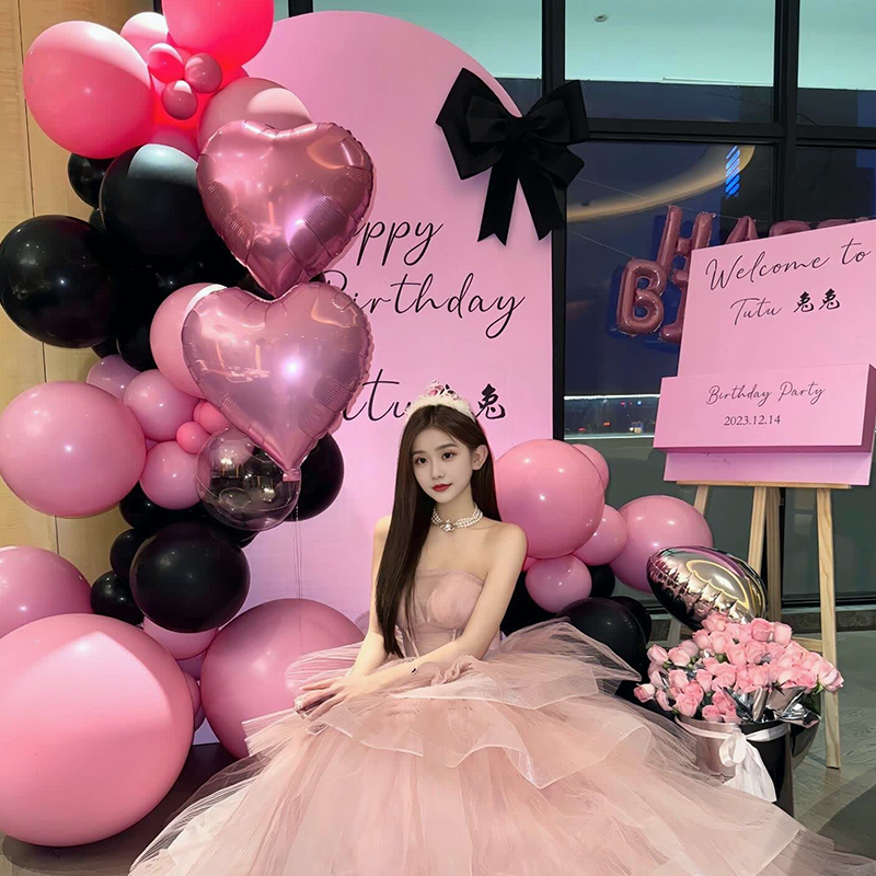 网红生日装饰场景布置成人礼女孩十八岁高级感气球背景墙kt板女生