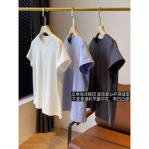 Summer new big code womens dress soft solid and rugged caring snowflake short sleeves 100 hitch slim round neck T-shirt blouse