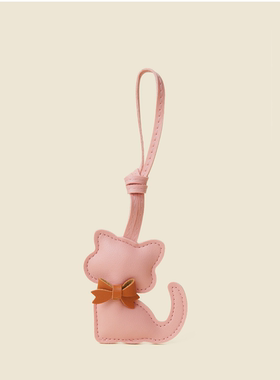 可爱蝴蝶结猫咪皮质钥匙扣包挂件