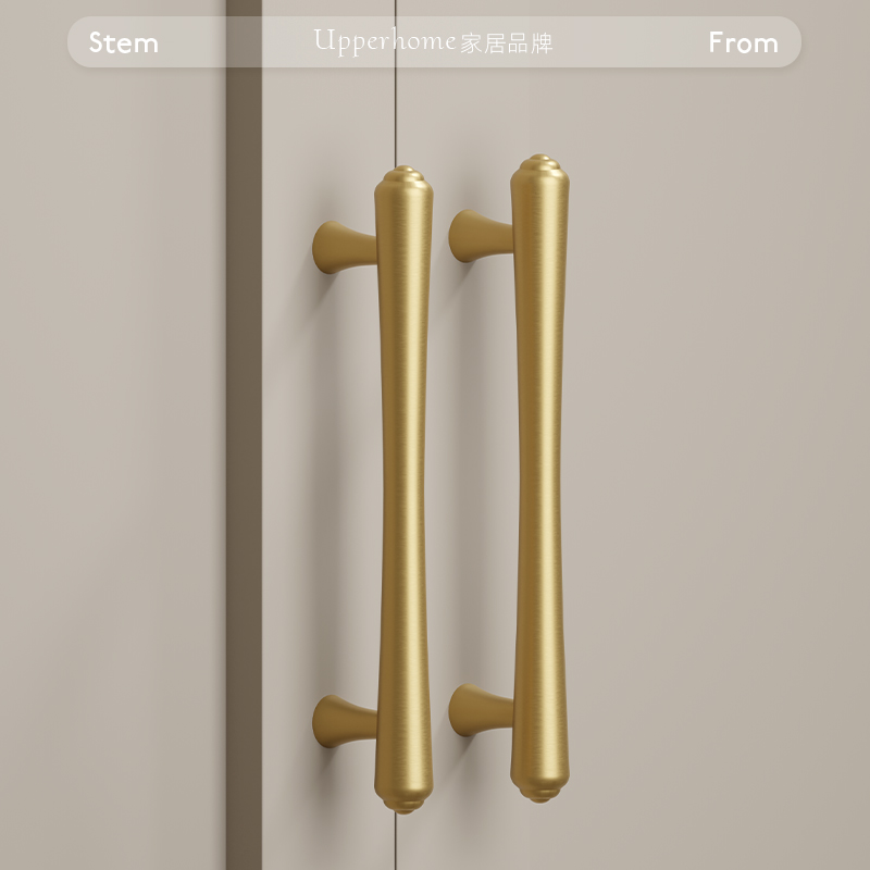 松笺实心黄铜纯铜法式柜门拉手衣柜橱柜抽屉柜子美式高级现代把手 - 图0