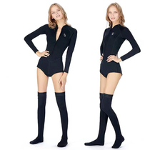 AMLIVE Conjoined Diving Suit Black Thickening 2MM Warm Display Slim Long Barrel Diving Socks Surfing Wetsuit