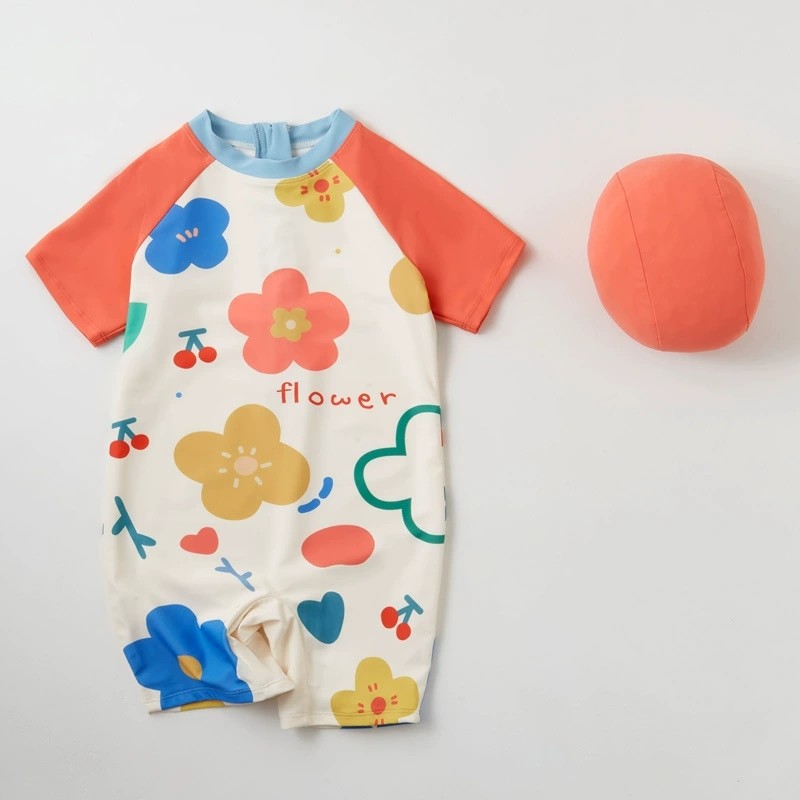 AMLLIVE儿童泳衣短袖连体保守可爱甜美女童游泳装,淘宝优惠券,粉丝福利购,淘宝优惠卷