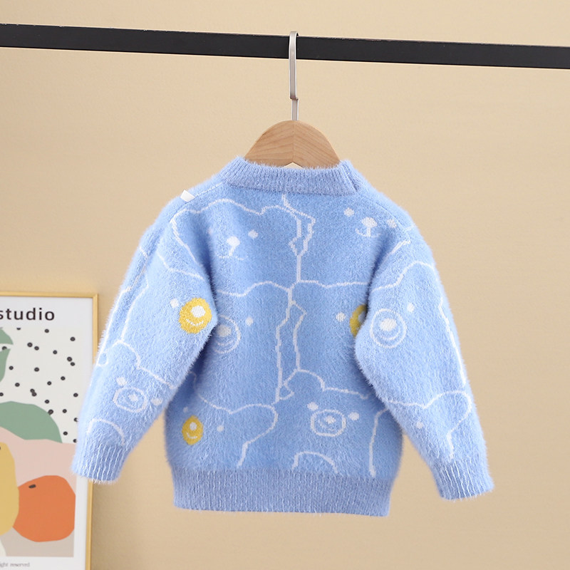 儿童毛衣男童针织衫秋冬宝宝水貂绒打底毛衫圆领洋气毛线内搭上衣,淘宝优惠券,粉丝福利购,淘宝优惠卷