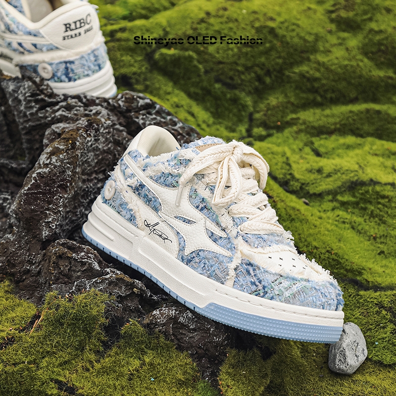 ShineYao秋季破冰蓝休闲男鞋小众原创鞋子复古板鞋面包鞋情侣潮鞋 - 图1